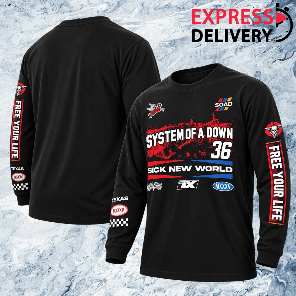 System Of A Down Sick New World Fort Worth Racing Number 36 Long Sleeve Shirt
